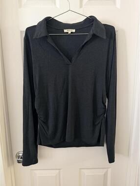 Madewell Charcoal Gray Long Sleeve Polo Shirt